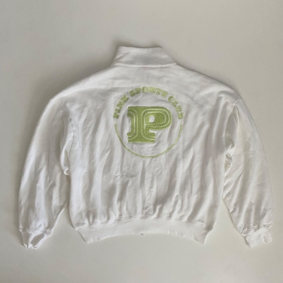 PINK Victoria's Secret Tops - PINK Victoria's Secret Sweater Sweatshirt Full Zip White w/ Green Logo Nwt